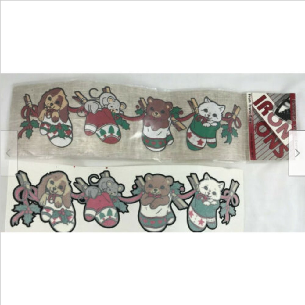 Velour Iron-Ons Trans-Easy Flocked Applique Christmas Holiday #9616 Puppy Bear